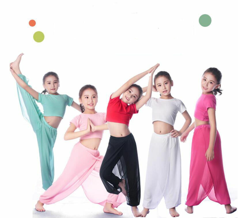 子供 ヨガウェア 社交ダンス セットアップ 半袖 モダールTシャツ＋ロングサルエル...