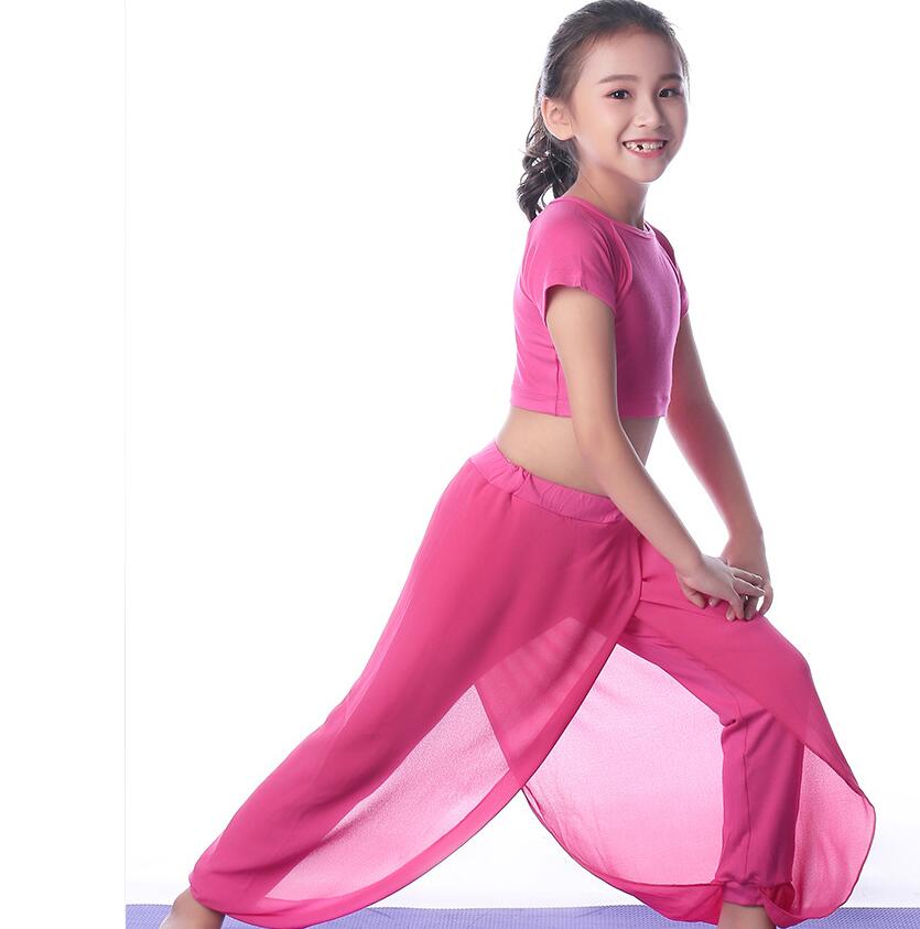 子供 ヨガウェア 社交ダンス セットアップ 半袖 モダールTシャツ＋ロングサルエル...