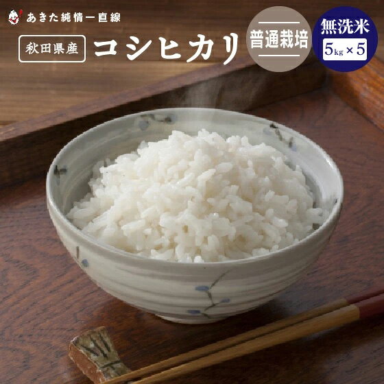 【令和5年産】《普通栽培》《無洗米》秋田県産 コシヒカリ 25kg(5kg×5）【生...