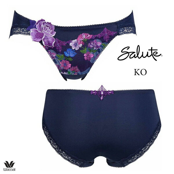 Salute 刺繍付きネイビーキャミソール 新品 ワコール サルート 16グループ 16G キャミソール ランジェリー ML