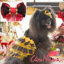 犬 アクセ CanNana 【きゃんナナ】タータンチェックとレースのバレッタリボン レッド ヘアリボン 髪飾り アクセ チェック【クーポン配布中】
