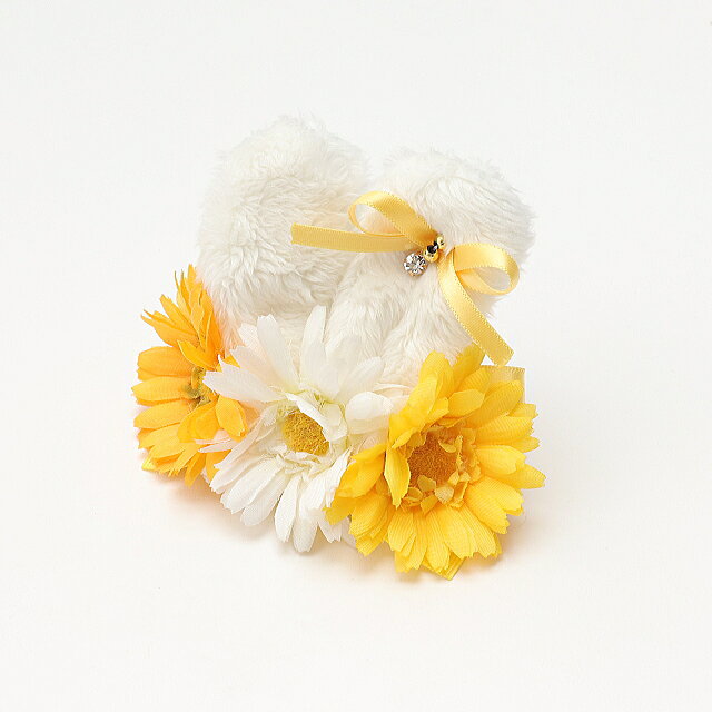 リボン 犬 アクセ CanNana きゃんナナ うさ耳バレッタリボン イエロー ヘアリボン ...