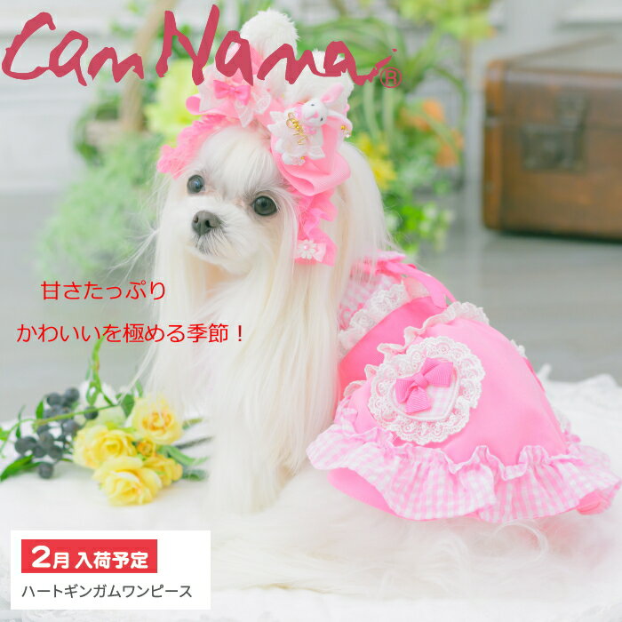 乐天商城 - 犬服 春 夏 ワンピース ピンク キャンナナ ハートギンガムサマーワンピース SS-Lサイズ 小型犬 チワワ 新作 ドレス Cannana