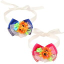 中型犬 チョーカー きゃんナナ NCH-112 ひまわりボーダーリボン・ネックロングチョーカー(結ぶタイプ)柴犬 キャバリア キャンナナ CANNANA ちょー...