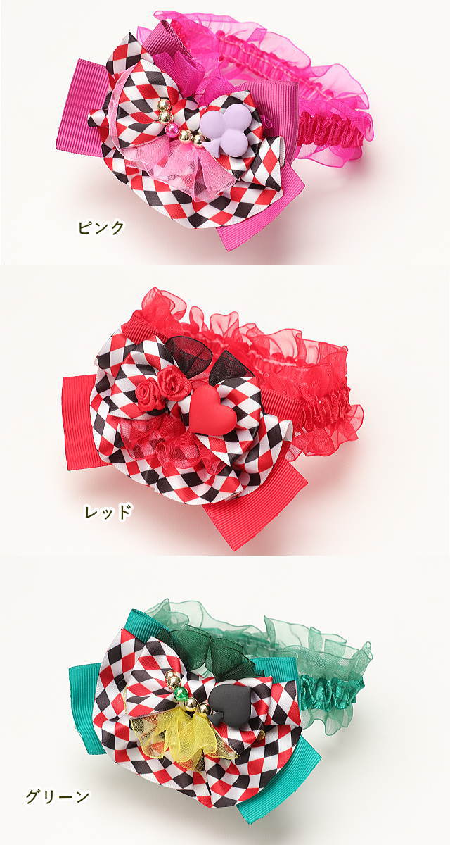犬 猫 シュシュ リボン CanNana 【きゃんナナ】ダイヤ柄チェックシュシュアクセ SS...