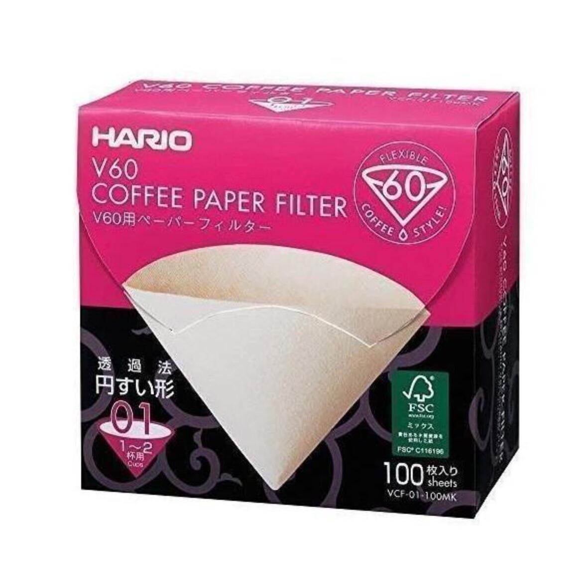 ハリオ V60用ペーパーフィルター01 MK 100枚 個箱入り（合計100枚）VCF-01-100MK