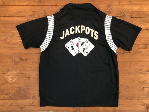 ギャングスタービル JACKPOTS - S/S BOWLING SHIRTS (BLACK) オープンカラー ボーリング 半袖シャツ