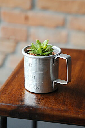 【鉢 マグ ポット 植木鉢 おしゃれ ミニサイズ インテリア 雑貨 カフェ ショップ キッチン アンティーク調 アンティーク風】RUSTICアルミカップS