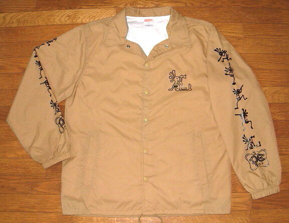 【PONY EXPRESS ポニーエクスプレス】 ナイロン生地 × ポリエステルライニング 仕様 ネイティブ柄 コーチジャケット ウィンドブレーカー ≪サンフェイス ＆ ココペリ≫ (ベージュ) 茶 雨具 インディアン バイカー ウェスタン カチーナ カチナ FUNNY ファニー GUNZ ガンズ