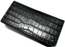 限定生産 【DOLCE VITA ドルチェヴィータ】 高級 ポロサス クロコダイル 入江ワニ 皮革製 ロング ウォレット (ブラック) 黒 イタリアンレザー サドルレザー ブッテーロ ライダース 長財布 バイカーズ ワニ革 本革 スモールクロコダイル クロコ ファニー KC's ケーシーズ