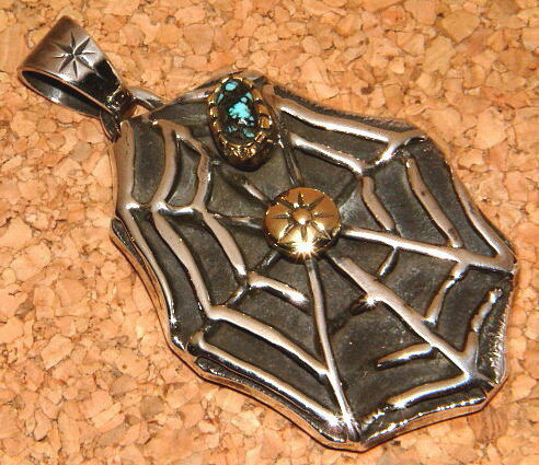 【WHEEL WORKS ホイールワークス】 シルバー950製 高級 【ランダーブルー ターコイズ】付き K22 ゴールド 22金 巻き スパイダーウェブ 蜘蛛...