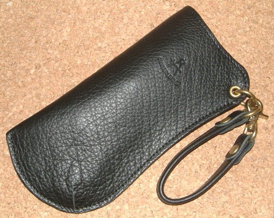 【Groover Leather グルーバーレザー】 高級 肉厚 ディアスキン 鹿革 皮革製 眼鏡 ケース (ブラック) 黒 メガネケース めがねケース 眼鏡ケース オールレザー製 サングラス ソフトケース ポーチ 牛革 本革 レザー製