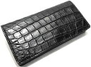 限定生産 【DOLCE VITA ドルチェヴィータ】 高級 特大 大型 ラージ ポロサス クロコダイル 入江ワニ 皮革製 ロング ウォレット (ブラック) 黒 イタリアンレザー ブッテーロ ライダース 長財布 バイカーズ ワニ革 スモールクロコダイル 本革 FUNNY ファニー KC's ケーシーズ