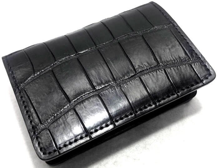 限定生産 【DOLCE VITA ドルチェヴィータ】 高級 ポロサス クロコダイル 入江ワニ 皮革製 セミロング ウォレット (ブラック) 黒 ミディアム ミドル イタリアンレザー 長財布 二つ折り財布 バイカーズ 牛革 本革 スモールクロコダイル サドルレザー メンズ FUNNY ファニー