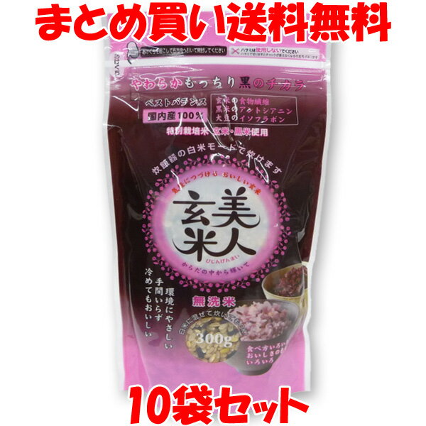 美人玄米 黒米入り玄米 無洗米 300g×10袋セットまとめ買い送料無料