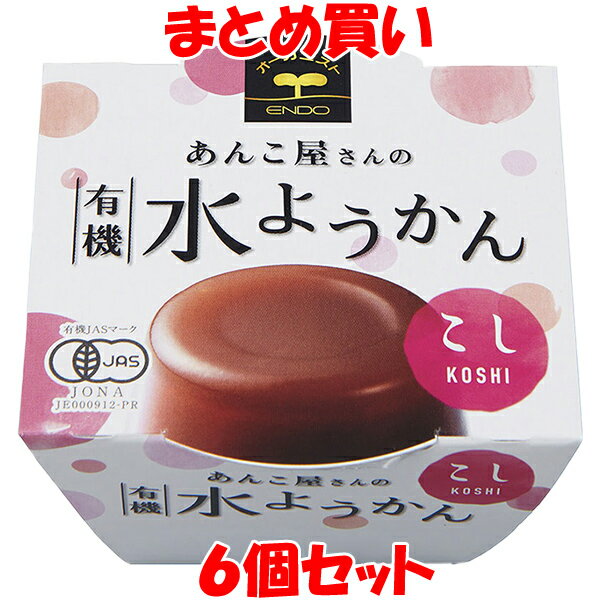 春夏限定 遠藤製餡 あんこ屋さんの 有機水ようかん 【こし】 羊羹 100g×6個セット まとめ買い