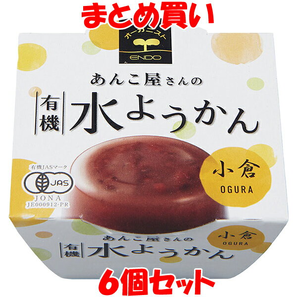 春夏限定 遠藤製餡 あんこ屋さんの 有機水ようかん 【小倉】 羊羹 100g×6個セット まとめ買い