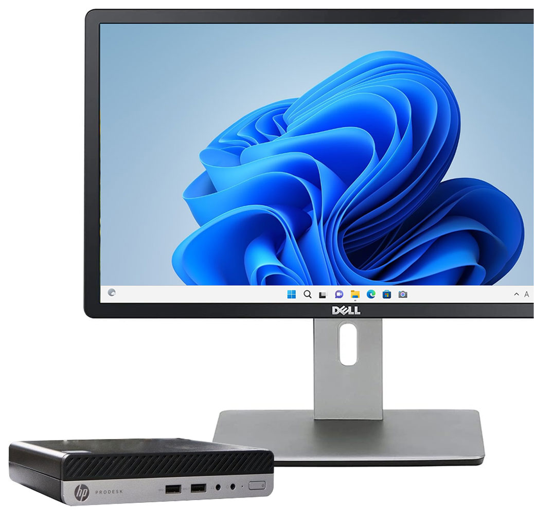 HP ProDesk 400 G5 DM 液晶セット 21.5インチ液晶 DELL P2214Hb Windows11 64bit Core i3 9100T メモリー8GB 高速SSD128GB デスクトップパソコン【中古】【1週間保証】1243009