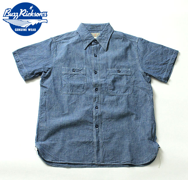 No.BR35856 BUZZ RICKSONS バズリクソンズBLUE CHAMBRAYS/S WORK SHIRT