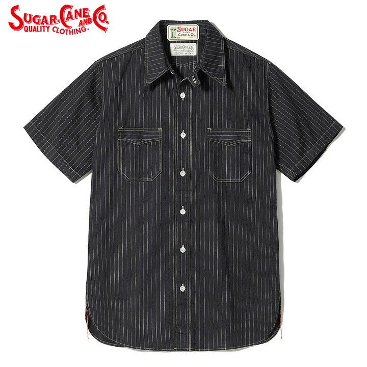 No.SC39702 SUGAR CANEシュガーケーンFICTION ROMANCE8.5oz. BLACK WABASH STRIPE WORK SHIRT