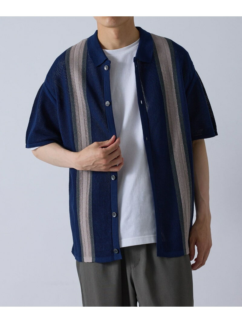 Rakuten - メッシュニットポロカラーシャツ LE CERCLE par rope' HOMME ジュン スタンダード ピックス トップス ポロシャツ ネイビー ベージュ グリーン【送料無料】[Rakuten Fashion]