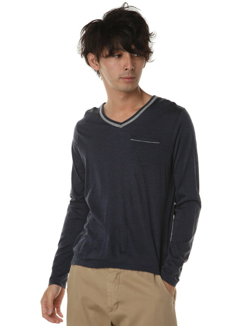 【SALE／64%OFF】メランジWバインダーV/N JUNMEN ジュン スタンダード ピックス トップス カットソー・Tシャツ ネイビー オレンジ イエロー グレー【RBA_E】[Rakuten Fashion]