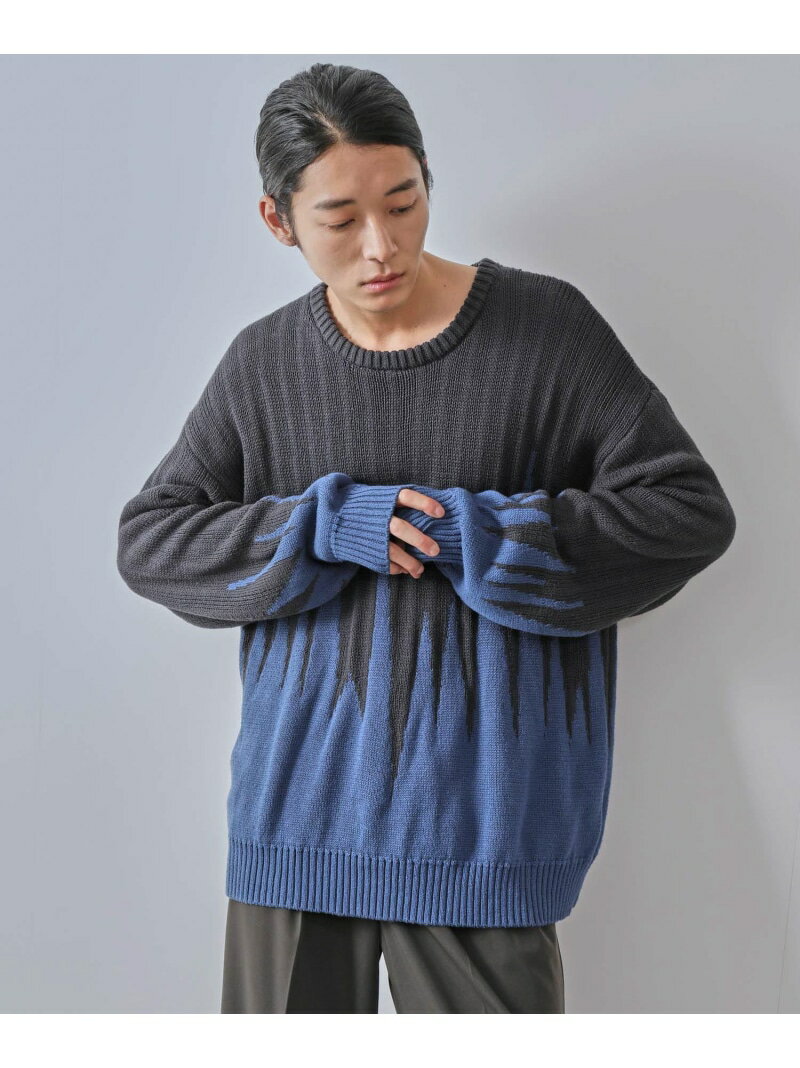 楽天市場】バイカラー ニット（カラーグレー）（メンズファッション  