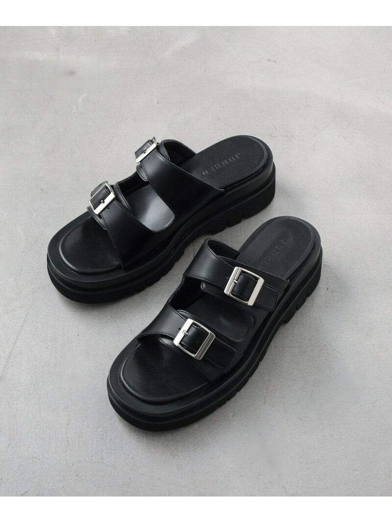 シンセティックレザープラットフォームサンダル JUNRed ジュンレッド シューズ・靴 サンダル ブラック【送料無料】[Rakuten Fashion]