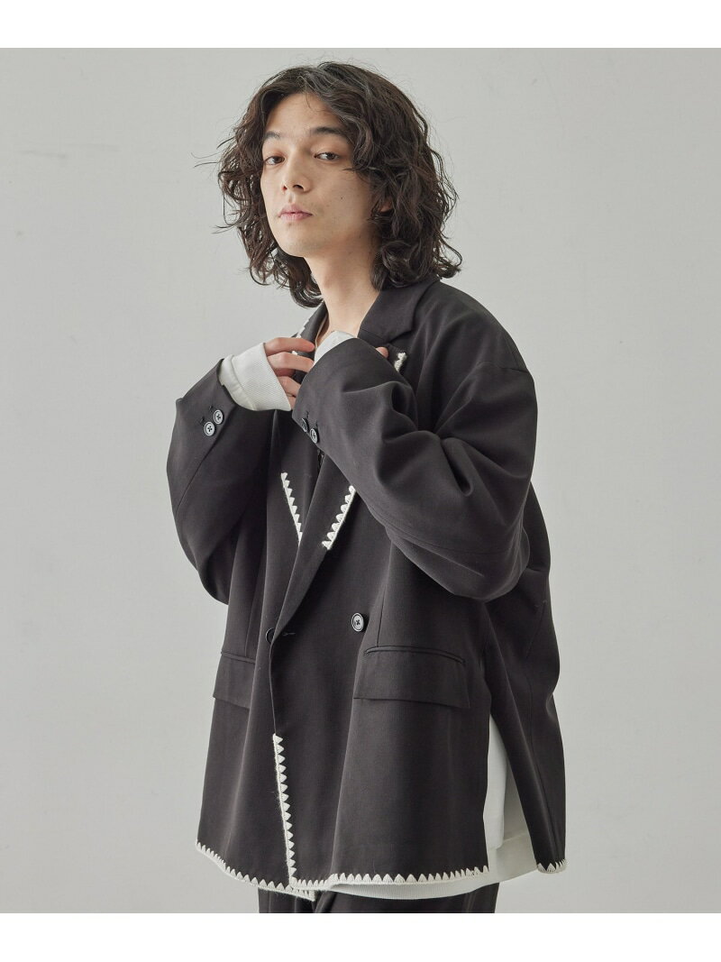 【SALE／80%OFF】ブランケット刺繍ルーズジャケット JUNRED ジュン スタンダード ピックス ジャケット・アウター テーラードジャケット・ブレザー ブラック グレー【RBA_E】[Rakuten Fashion]