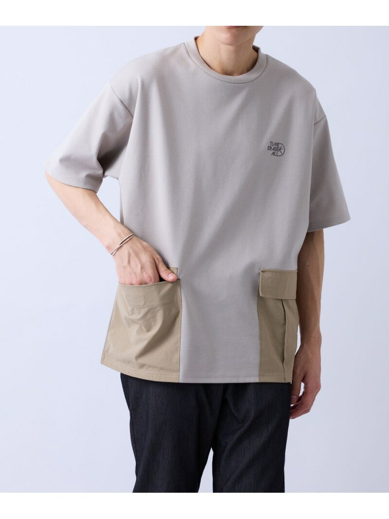 Rakuten - ナイロン切替WポケットTシャツ LE CERCLE par rope' HOMME ジュン スタンダード ピックス トップス カットソー・Tシャツ ベージュ カーキグリーン【送料無料】[Rakuten Fashion]
