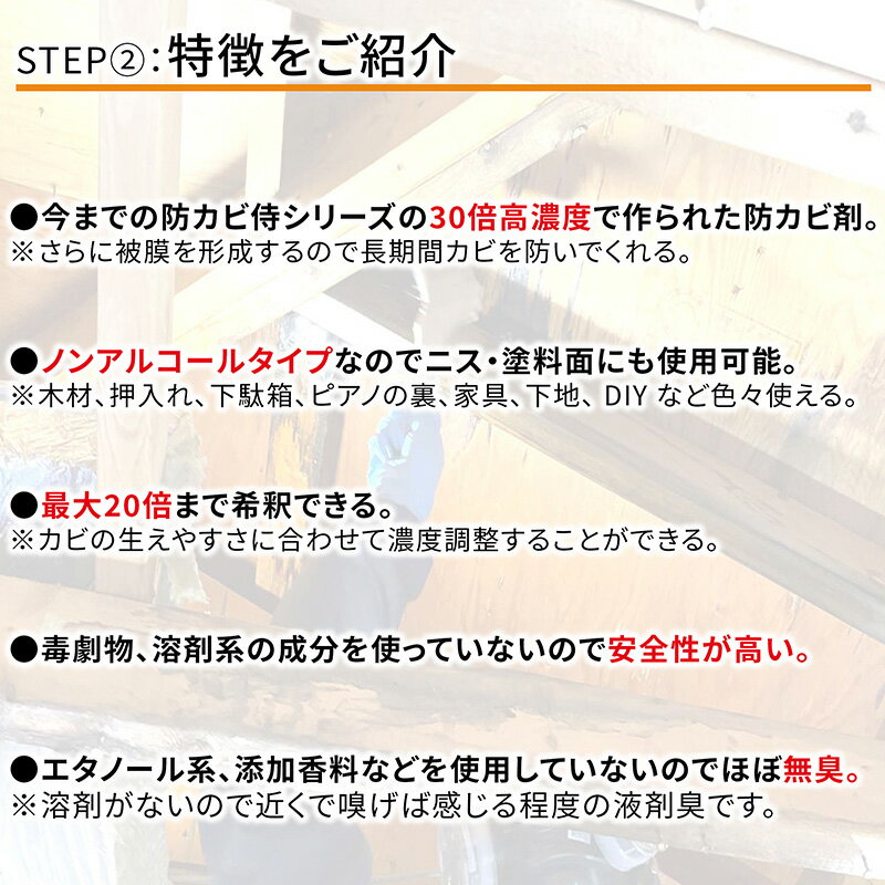 楽天市場 防カビ剤 カビ取り剤 防カビ侍強力被膜コートタイプ 0g 部屋の見落としがちなベッド タンス 引き出し 家具 の木材や 畳 壁紙 クロス カーペット マットレス 押入れ カーテン 窓 床 珪藻土 漆喰のカビ対策に 純閃堂楽天市場店