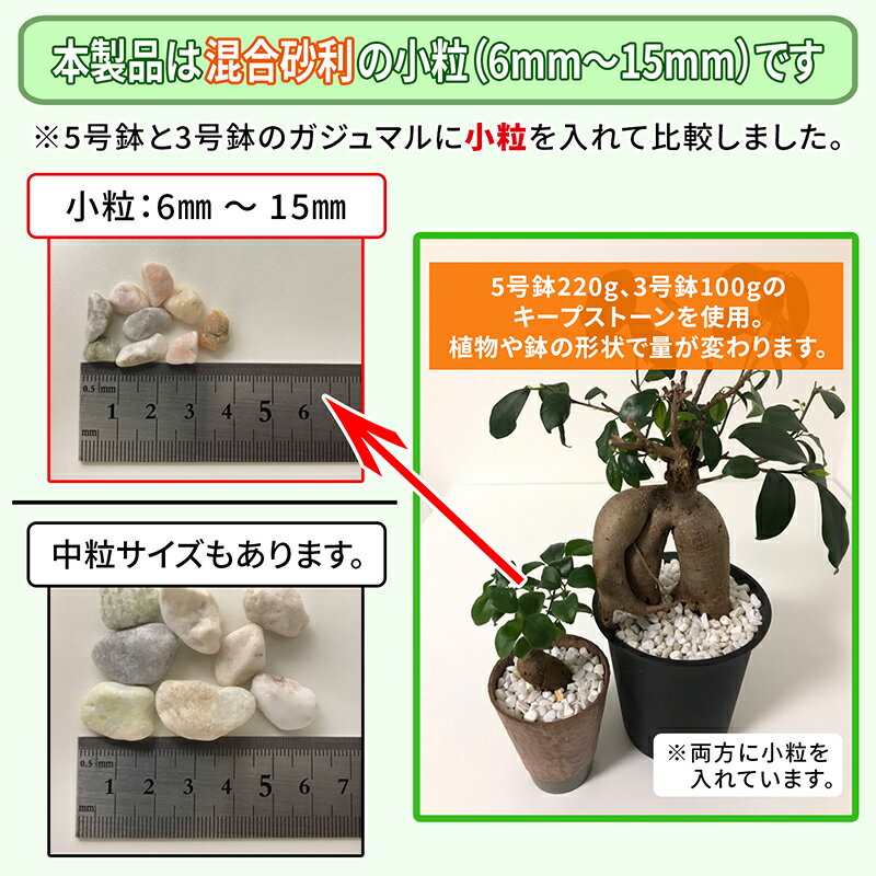 植物 観葉植物 混合砂利 小粒 400g 防カビ加工済み大理石 キープストーン /防カビ加工した化粧石で土のカビ防止 /植木鉢 プランターのカビ対策とカビ予防 /部屋 室内 屋外の観葉植物を白カビからガードしてインテリアを維持。マルチング材や虫よけにも /ミックス KSC04-MIX