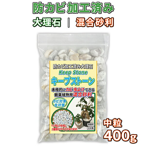 植物 観葉植物 混合砂利 中粒 400g 防カビ加工済み大理石 キープストーン /防カビ加工した化粧石で土のカビ防止 /植…