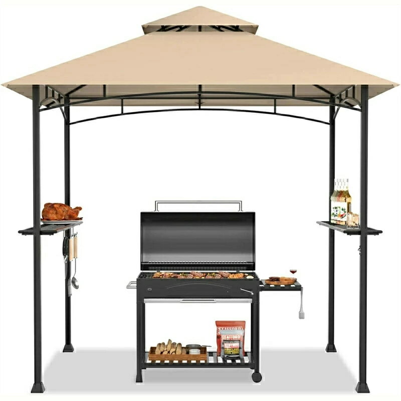 パーゴラシェード ガゼボ BBQ用 ガゼボ 日よけ パーゴラ 245x155x250cm スチール製ホーム キャノピー・ガゼボ 簡単設置 グランピング テラス オーニング