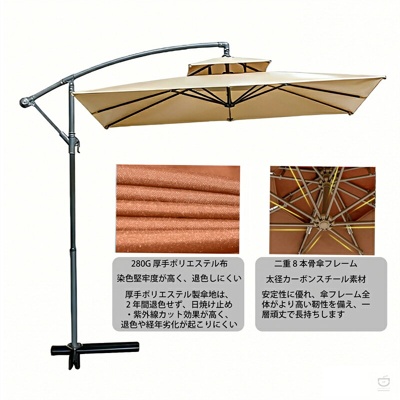 (母の日の贈り物)パラソル ガーデンパラソル 大型 風に強い (約)直径250cm ベラン...