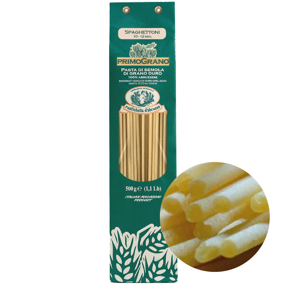 スパゲットーニ プリモグラーノ 500g ルスティケーラ パスタ ダブルッツォ イタリア産 スパゲッティ