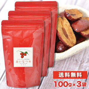 【3袋セット】赤いなつめ 100g×3袋セット 送料無料 乾燥なつめ 化学調味料無添加 なつめ ナツメ なつめチップ なつめチップス なつめやし ビタミン ミネラル カルシウム 棗 薬膳 漢方 ドライフルーツ