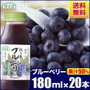 送料無料 ブルーベリー（果汁50％）180ml×20本入りセット 順造選 ブルーベリージュース