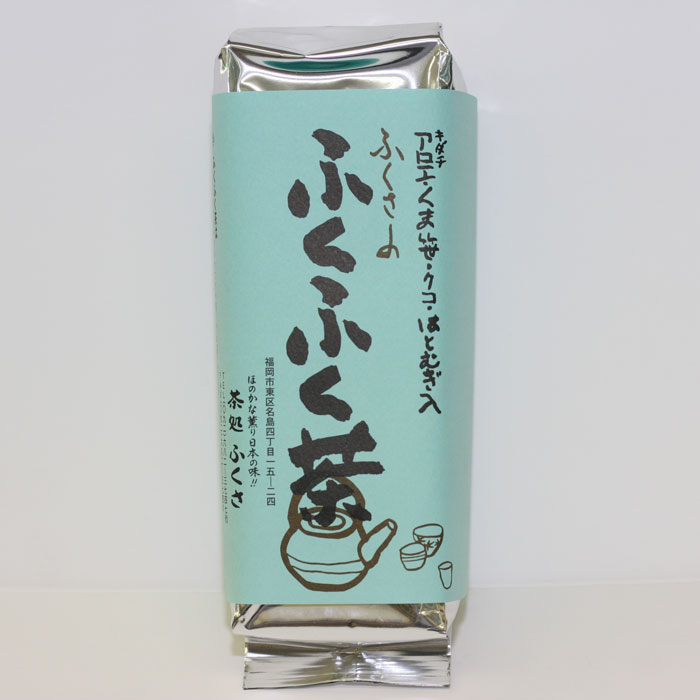 ふくさ　ふくふく茶　400g ■商品詳細 ふくふく茶は、キダチアロエ、クマ笹、はと麦、はぶ草、香り豊かなほうじ茶をふくさオリジナルブレンドとして開発したお茶です。 あかちゃんからお年を召した方まで、幅広く、おいしく召し上がりながら、美容と健康にお勧めいたします。 ◆お召し上がり方◆ ☆冷たく 1リットルのやかんに、ふくふく茶を大さじ1杯、水から入れ沸騰させてください。 冷蔵庫で2−3日保存ができます。 ☆熱く 急須に大さじ1杯を入れ、熱湯を注いで、色の出るまで何回もご使用できます。 色がうすくなればつぎたしもできる経済的なお茶です。 ■栄養成分表示(100g当たり) エネルギー・・・359kcal たんぱく質・・・15.5g 脂質・・・5.8g 炭水化物・・・71.0g 食塩相当・・・0.01g 商品詳細 商品番号 285_002 品名 ふくふく茶 原材料 キダチアロエ、クマ笹、クコ、はと麦、はぶ草ホージ茶 内容量 400g 賞味期限 パッケージに記載 保存方法 高温多湿を避けて保存してください 広告文責 株式会社　寿草 製造者 株式会社ふくさ 福岡市東区名島4丁目15-24