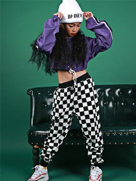 キッズダンス衣装 キッズ ダンス 衣装 ヒップホップ HIPHOP チェック柄 長ズボン サルエルパンツ ダンスパンツ 子供 チェックパンツ 体操服 jazz ズボン ボトムス ジャズ 舞台衣装 練習着
