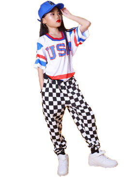 キッズダンス衣装 キッズ ダンス 衣装 ヒップホップ HIPHOP チェック柄 長ズボン サルエルパンツ ダンスパンツ 子供 チェックパンツ 体操服 jazz ズボン ボトムス ジャズ 舞台衣装 練習着
