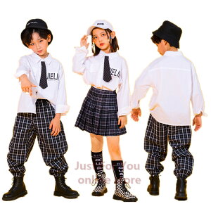 キッズ ダンス 衣装 子供服 セットアップ 女の子 フォーマル スカート パンツ チェック ネクタイ 男の子 ダンス衣装 ヒップホップ 衣装 ダンス衣装 ストリート JK チア レッスン ダンスウェア ジャッズ hiphop 激安