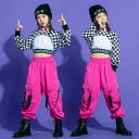 へそ出す キッズ ダンス 衣装 子供服 ヒップホップ ダンクトップ シャツ ギンガムチェック tシャツ サルエルパンツ セットアップ 女の子 ダンス衣装 ジャズダンス ステージ衣装 チェック衣装 キッズダンス衣装 その1