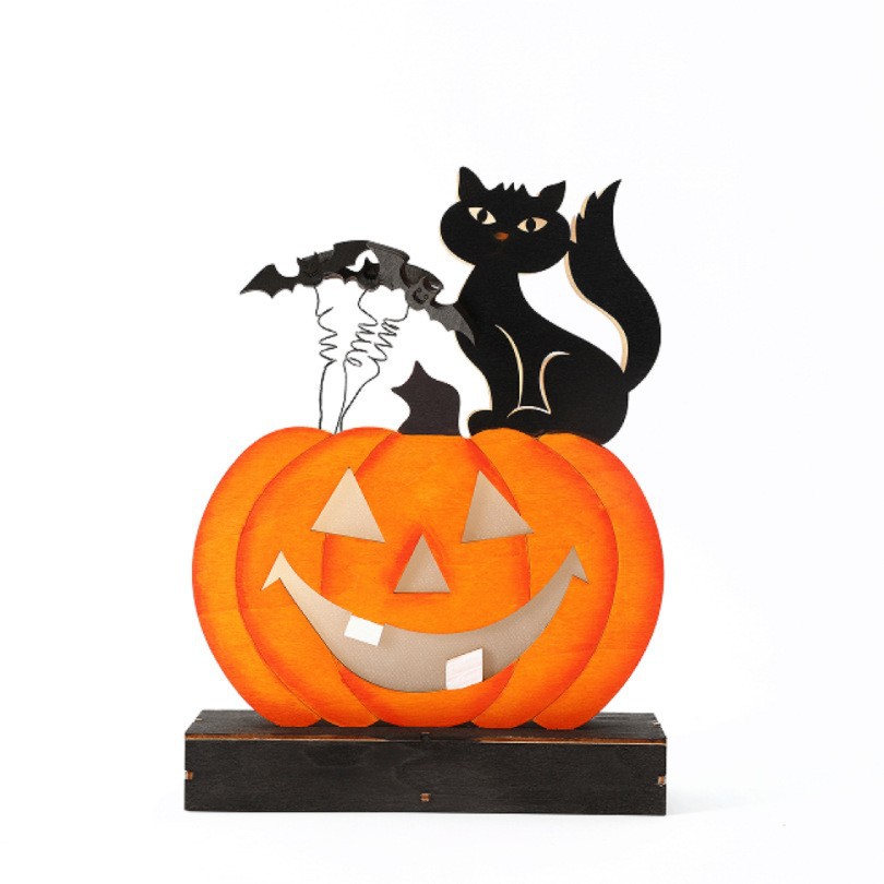 ハロウィン 飾り かぼちゃ 木製 LEDライト ハロウィン雑貨 かぼちゃ 置物 電池式 パンプキン 北欧 イン..