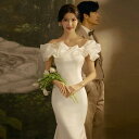 ★部分即納 花嫁 ウエディングドレス 二次会ドレス 結婚式 ウエディングドレス 格安 披露宴 二次会 結婚式 イベント 演奏会 発表会 フォーマルドレス 白 オシャレ 高級感 海外挙式 ウエディングドレス 花嫁 オフショルダー