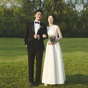 白 ウエディングドレス ノースリーブ wedding タイト Aラインドレス ラウンドネック 花嫁ドレス フォーマル ワンピース 二次会 花嫁 二次会ウエディングドレス レディースドレス 前撮り 海外挙げ オーダーメイドも可能【XS~3XL】(4)