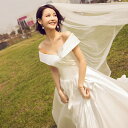 ウェディングドレス パフスリーブ プリンセスドレス 白 結婚式ドレス ビーズ スパンコール 高級感 トレーンドレス 花嫁ドレス オフショルダー ウェディングドレ...