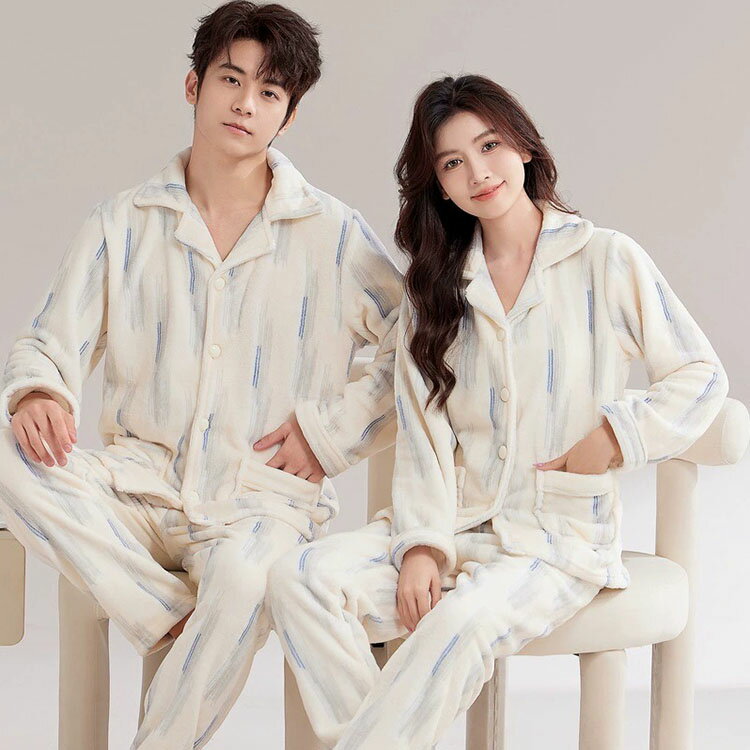 ストライプ柄 ペア パジャマ スウェット 長袖 セットアップ 部屋着 上下 セット S M L LL 3L XL XXL ルームウェア 男女兼用 メンズ レディース 前開き ボタン 大きい 大きいサイズ 冬 カップル 裏起毛 寝巻き 部屋着 もこもこ モコモコ 母の日 父の日 結婚祝い プレゼント