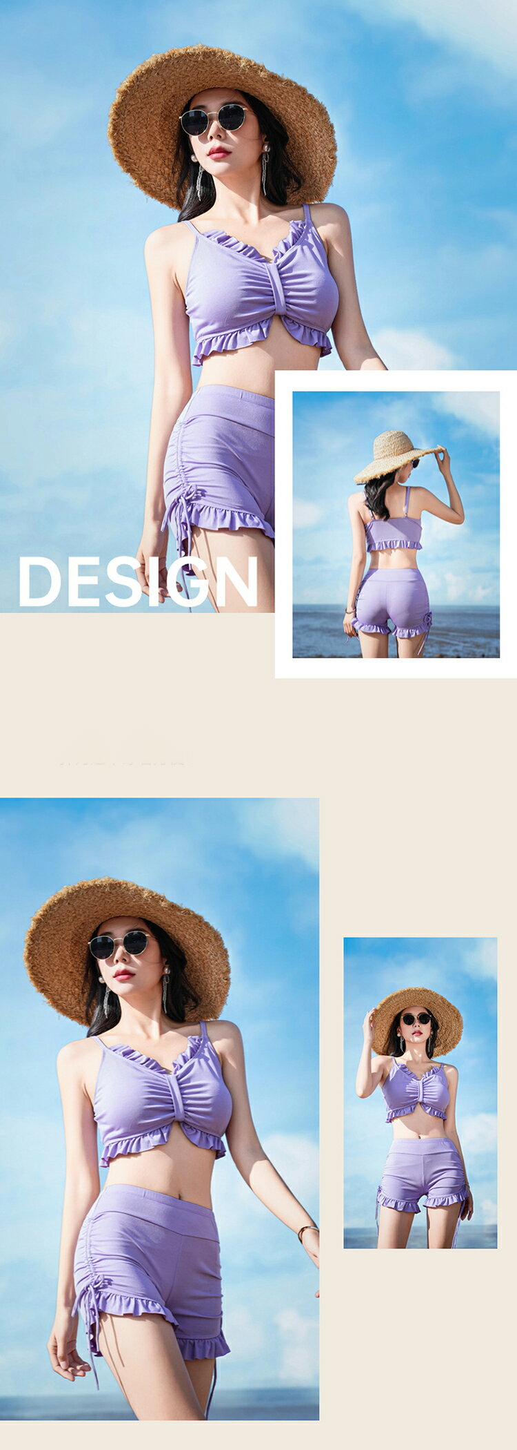 格安 パープル 水着 レディース タンキニ ビキニ 胸パッド付き 体型カバー ママ水着 みずぎ 着やせ 体型カバー オトナ 女性 大人 スクール水着 スポーツウエア リゾート スイムウェア 薄手 透け感 ウエスト ヒップ S M L XL