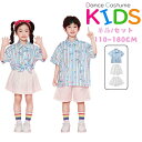 半袖 シャツ キッズ ダンス衣装 ヒップホップ 子供 セットアップ ダンスウェア ストライプシャツ ブルー ホワイトパンツ ステージ衣装 女の子 ストリート HIPHOP 上下セット チアガール かっこいい ゆったり 応援団 発表会 練習着 舞台 演出服 文化祭 普段着 学生 110-180cm
